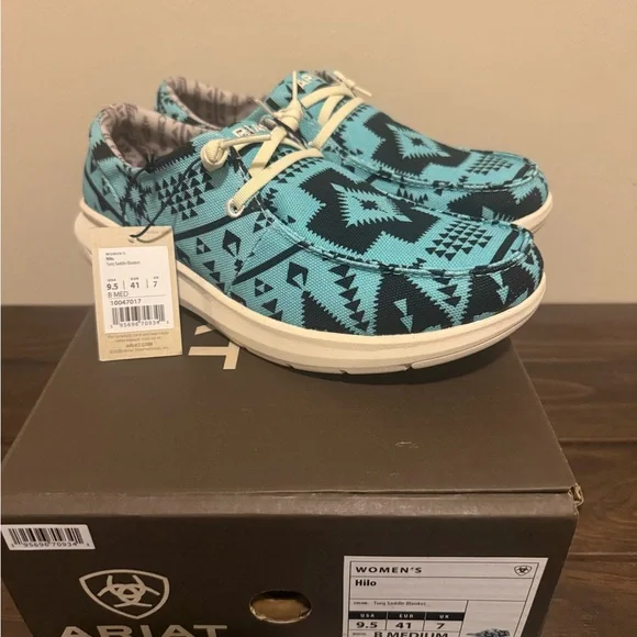 Ariat Women’s Hilo Teal Aztec Patterned Shoes - Picture 1 of 1